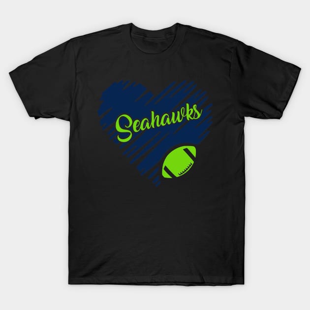 Seahawks - Seahawks Football Heart T-Shirt by Usama al-Qadi